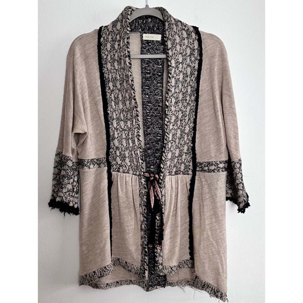 Sleeping on Snow‎ Anthropologie Linen Wool Blend Cardigan XS Eclectic Artsy Goth
